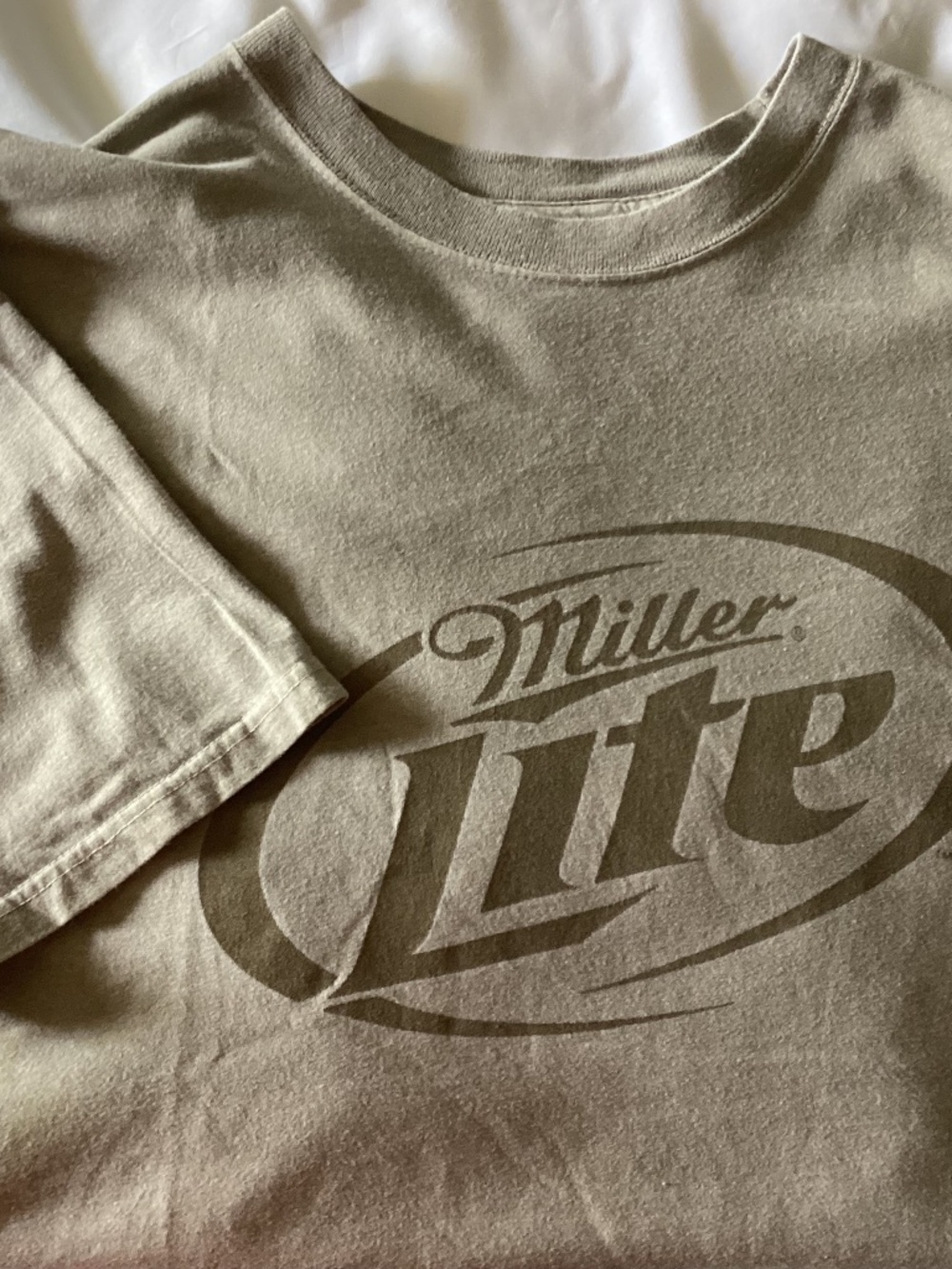 Mens Miller Lite Beer Logo Tee Lt. Brown/Gray by Authentic Pigment Size L